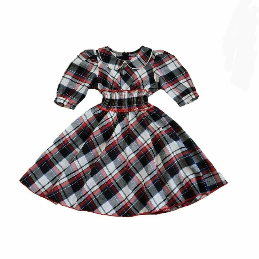 Girls Plaid Smocked Dress 3T